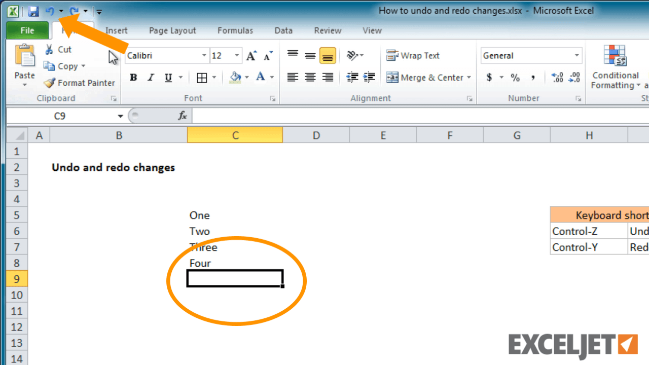 Excel tutorial How to undo and redo changes in Excel